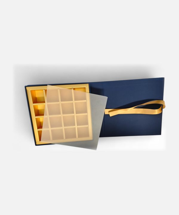 Navy, gold tray