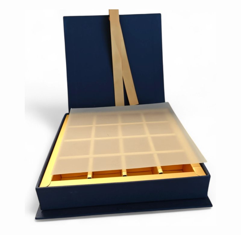 Navy box, ribbon pull