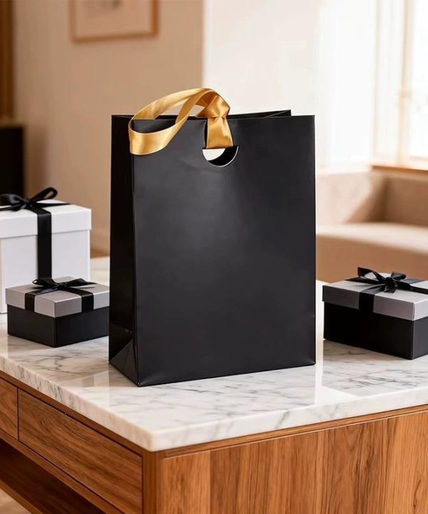 Black, gold ribbon