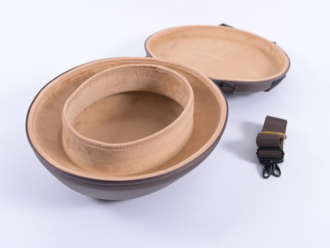 EVA hat case open with suede lining