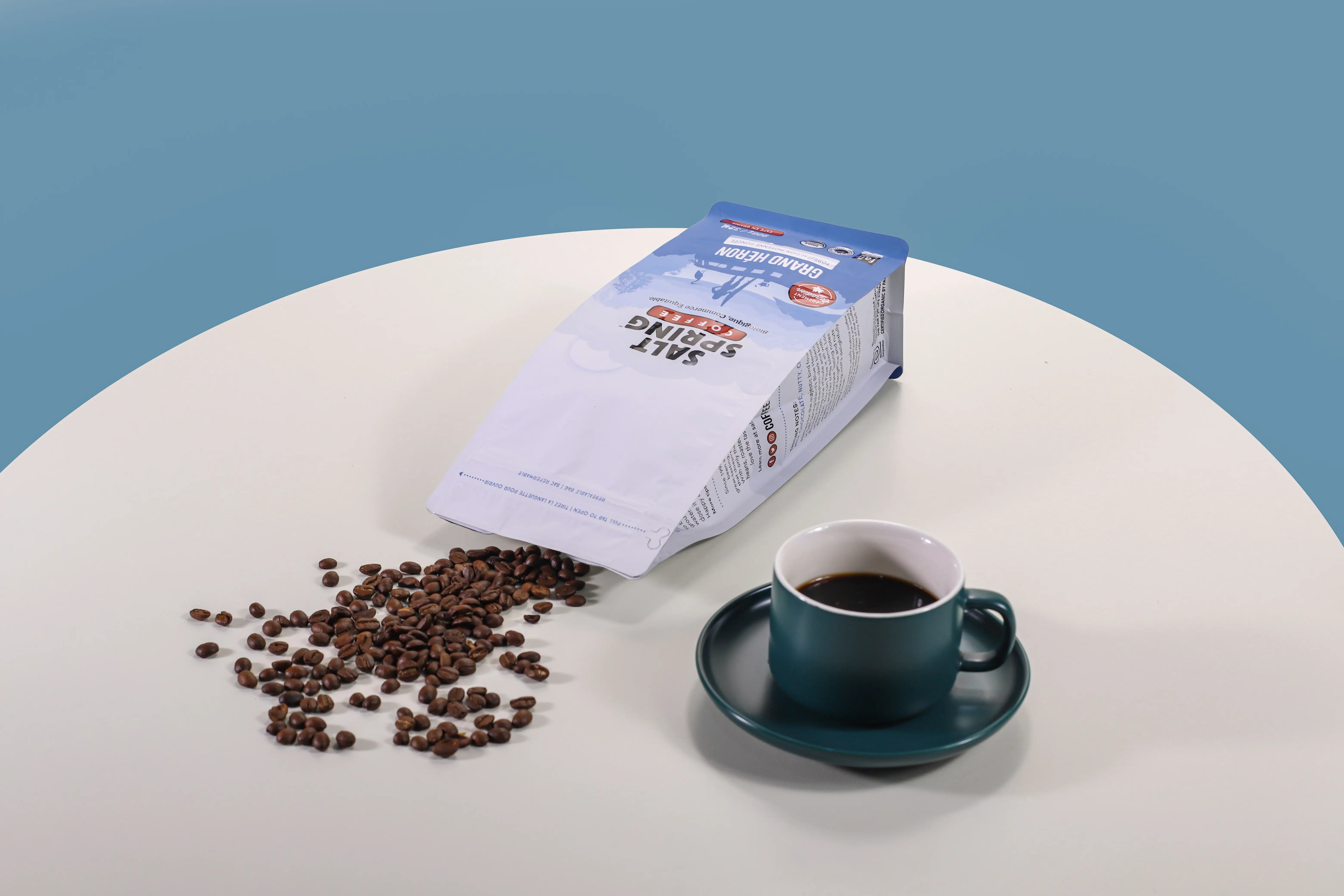 Coffee Packaging with Our Blue Coffee Bag - Vibrant & Eye-Catchy