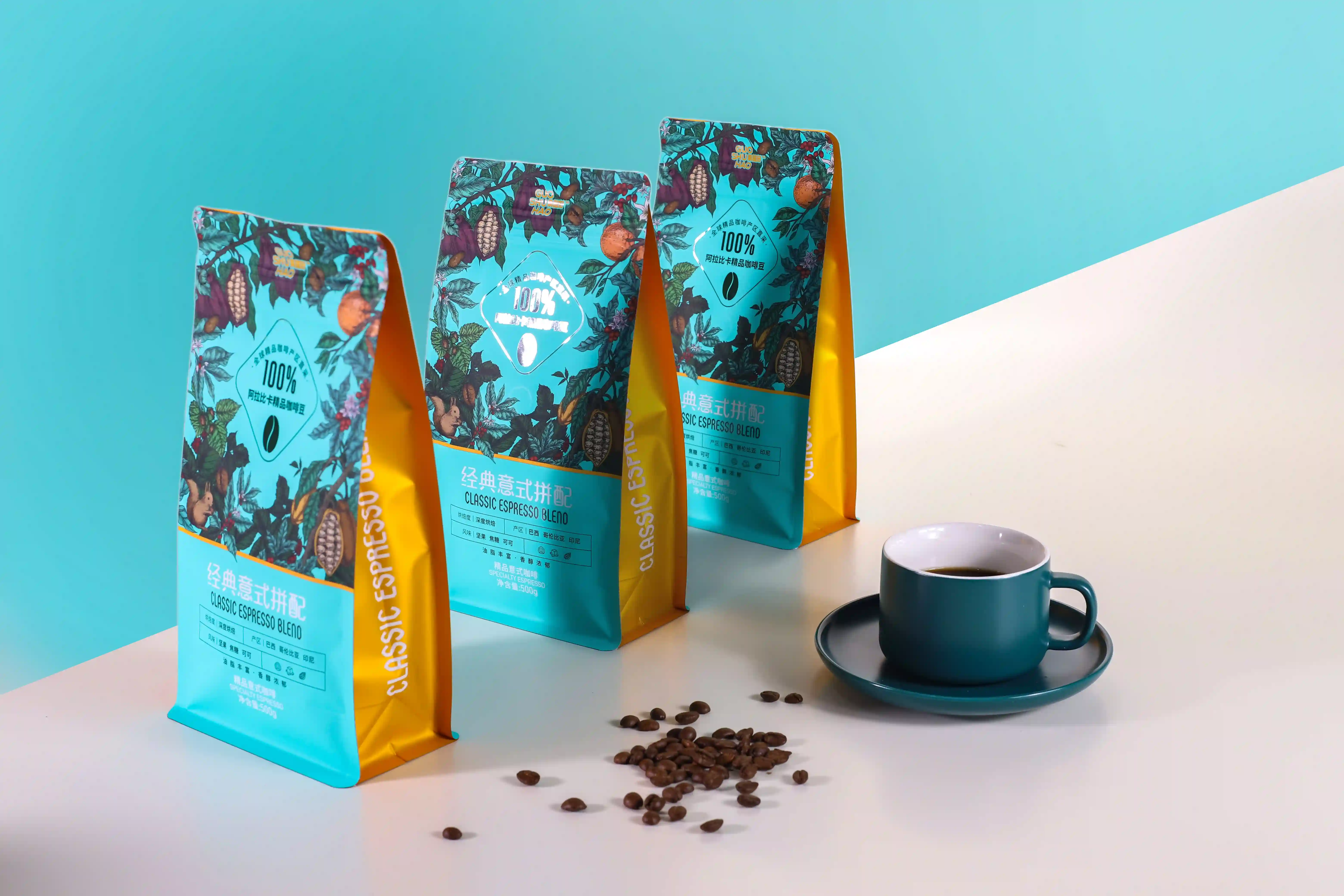 Flat Bottom Coffee Bags for Fresh and Aromatic Coffee Packaging - Stylish and Strong